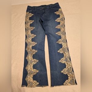 vintage western/boho jeans womens  Mixit Stretch Boot Cut Size 14 SHOW STOPPERS!